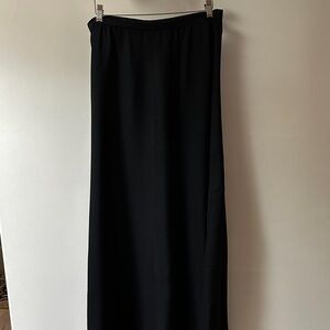 Elegant Black Crepe A Line Maxi Skirt
